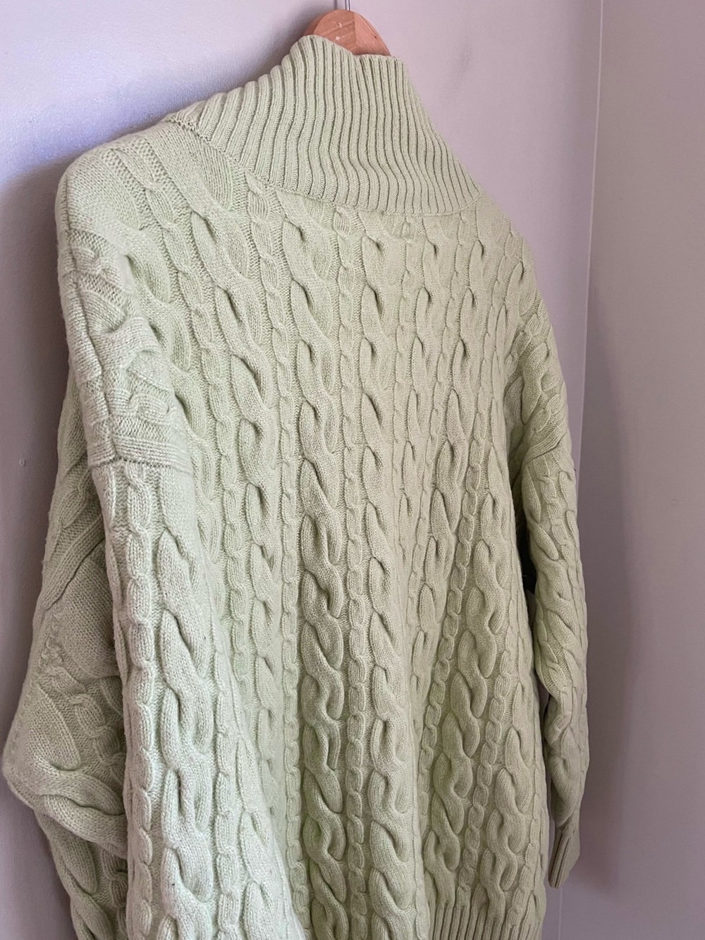 Babaton Aritzia Stargaze Turtleneck Palm Green Cable Knit Merino Wool Large - Picture 6 of 10
